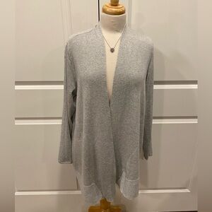 Chico’s Cardigan Knit Sweater Sz Large Open Front Capsule Staple Cabin Lagenlook